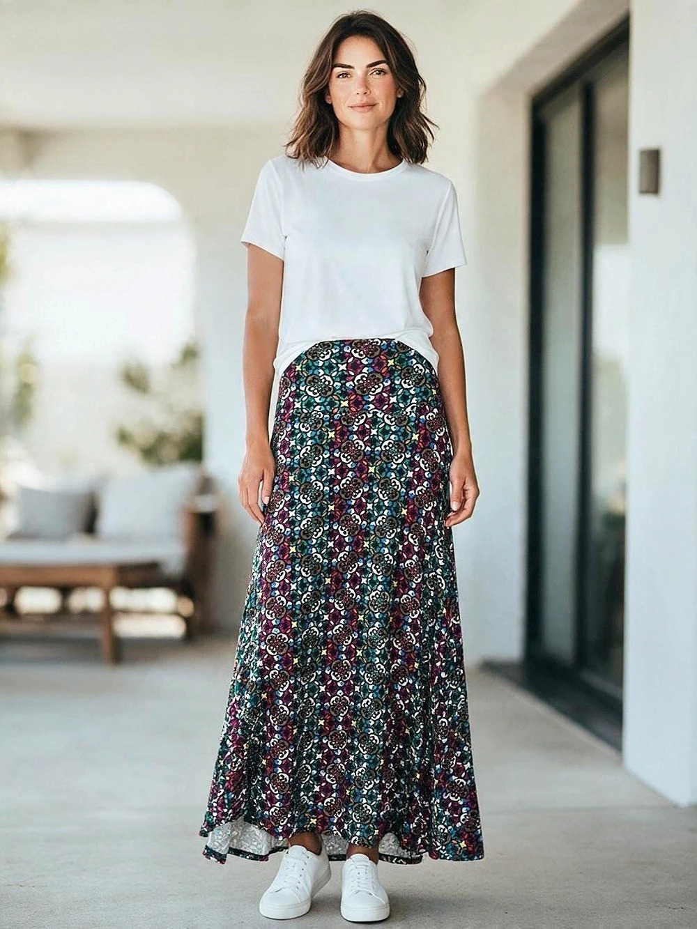 LuLaRoe Maxi Skirt Stained Glass Pattern XL